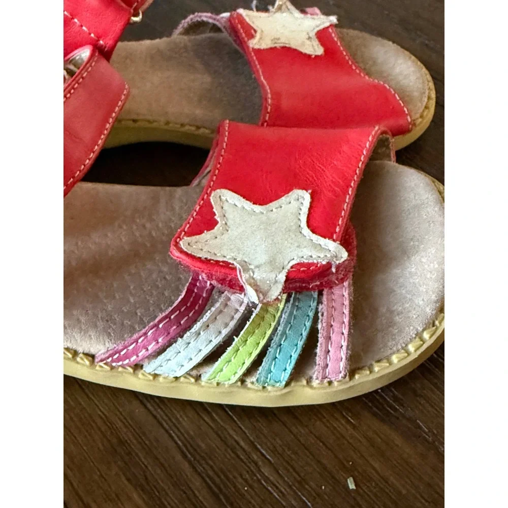Livie & Luca Star Rainbow Sandals Kids Size 12 Red Good Leather Hook and Loop